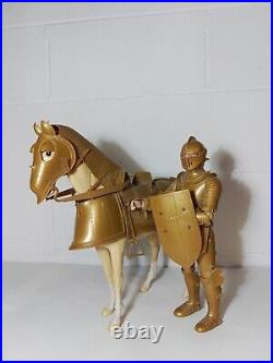 Marx Golden Knight With Horse Sir Gordon And Horse Bravo. Vintage MCM 50s 60s