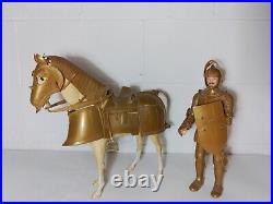 Marx Golden Knight With Horse Sir Gordon And Horse Bravo. Vintage MCM 50s 60s