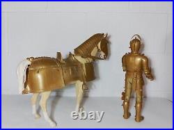 Marx Golden Knight With Horse Sir Gordon And Horse Bravo. Vintage MCM 50s 60s