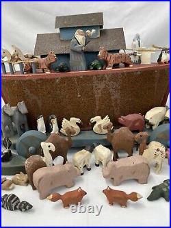 Millwood Toy Co Noah's Ark Pull Toy Signed Barry Grosscup 1994 + 59 Figures