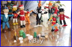 Nice Lot Of 10 Antique 1930's Jaymar Wood Jointed Character Doll Funnies Figures