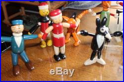 Nice Lot Of 10 Antique 1930's Jaymar Wood Jointed Character Doll Funnies Figures