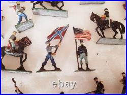 Nice Vintage Lot Of 60+ Pieces Lead CIVIL War Blue & Gray Figures