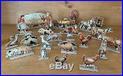 Old Wood Barn with Vintage Animals and Figures (24 pieces)