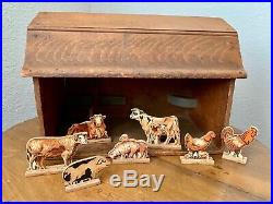 Old Wood Barn with Vintage Animals and Figures (24 pieces)