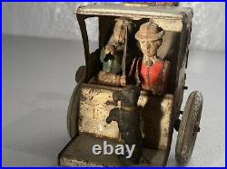 Original c. 1903 Lehmann Germany Tin windup Li-La Tin Toy Vehicle Figures & Dog