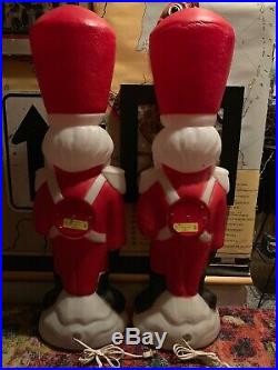 Pair Blow Mold Toy Soldiers Vintage 34' Christmas Light Up Yard Decoration