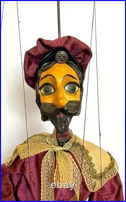 Pair of Vintage 1990s Czech Marionettes Handmade Figures and Costumes