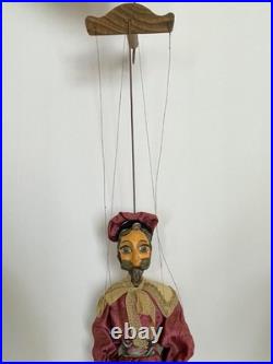 Pair of Vintage 1990s Czech Marionettes Handmade Figures and Costumes