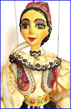 Pair of Vintage 1990s Czech Marionettes Handmade Figures and Costumes