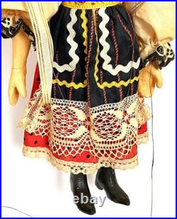 Pair of Vintage 1990s Czech Marionettes Handmade Figures and Costumes