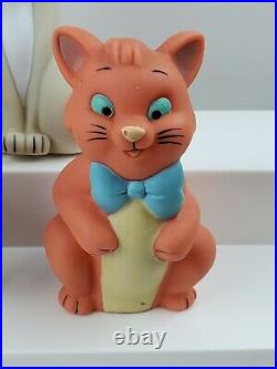 RARE Disney Aristocats Set of 5 Soft Rubber 6 Squeak Bath Toy Figures Vintage