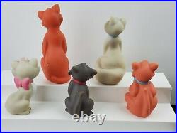 RARE Disney Aristocats Set of 5 Soft Rubber 6 Squeak Bath Toy Figures Vintage