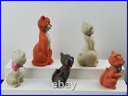 RARE Disney Aristocats Set of 5 Soft Rubber 6 Squeak Bath Toy Figures Vintage