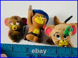 RARE Lot (3) vtg TLP Malaysia Tom Jerry Mouse Toys squeek