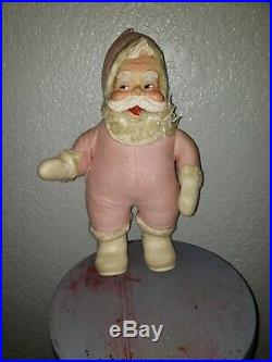 RARE VTG 50s 60s Rushton Pink Santa Claus Rubber Face Doll Toy Christmas VINTAGE