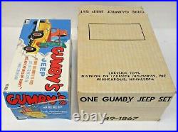 Rare 1960's GUMBY Lakeside Toys tin litho JEEP set with both boxes and figures