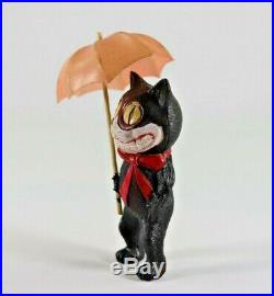 Rare Antique Celluloid Felix the Cat with Pink Umbrella Rattle Figure