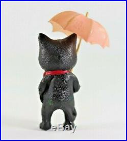 Rare Antique Celluloid Felix the Cat with Pink Umbrella Rattle Figure