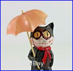 Rare Antique Celluloid Felix the Cat with Pink Umbrella Rattle Figure