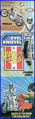 Rare Evel Knievel GT Stunt Cycle Toy Motorcycle Gyro & Figure MIB Never Opened