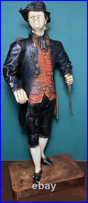 Rare Issmayer Polychrome Tole Tinplate Clock Salesman Figure 1850's German Toy Rare Issmayer Polychrome Tole Tinplate Clock Salesman Figure 1850's German Toy