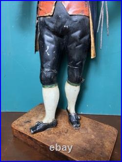 Rare Issmayer Polychrome Tole Tinplate Clock Salesman Figure 1850's German Toy