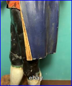 Rare Issmayer Polychrome Tole Tinplate Clock Salesman Figure 1850's German Toy