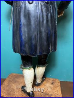 Rare Issmayer Polychrome Tole Tinplate Clock Salesman Figure 1850's German Toy