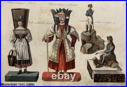 Rare Issmayer Polychrome Tole Tinplate Clock Salesman Figure 1850's German Toy