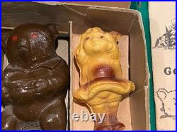 Rare Lansing Slik Toys Slik-Ite Goldilocks & 3 Bears Composition Figures in Box