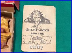 Rare Lansing Slik Toys Slik-Ite Goldilocks & 3 Bears Composition Figures in Box
