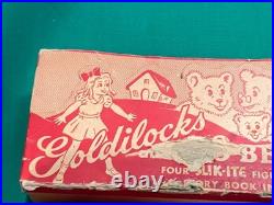Rare Lansing Slik Toys Slik-Ite Goldilocks & 3 Bears Composition Figures in Box