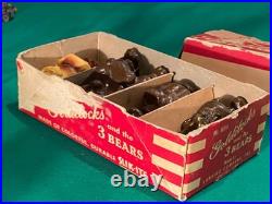 Rare Lansing Slik Toys Slik-Ite Goldilocks & 3 Bears Composition Figures in Box