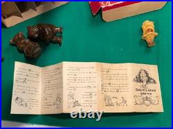 Rare Lansing Slik Toys Slik-Ite Goldilocks & 3 Bears Composition Figures in Box