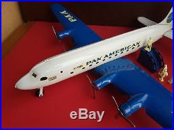 Rare Large Marx Tin Pressed Steel Pan American Meteor Clipper Airplane w Figures