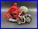 Rare Vintage 1970's Red Plastic Mold Batman Figure On Batcycle Motorcycle Toy#mf
