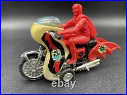 Rare Vintage 1970's Red Plastic Mold Batman Figure On Batcycle Motorcycle Toy#mf