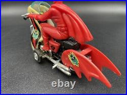 Rare Vintage 1970's Red Plastic Mold Batman Figure On Batcycle Motorcycle Toy#mf