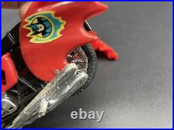 Rare Vintage 1970's Red Plastic Mold Batman Figure On Batcycle Motorcycle Toy#mf