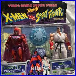 Rare Vintage'97 TOY BIZ X-Men VS Street Fighter Magneto Ryu Figures Sealed 38T