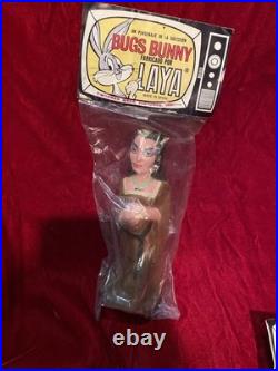 Rare Vintage Munsters Squeak Squeeze Rubber Dolls (4)-Bugs Bunny LAYA Spain. New