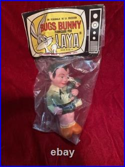 Rare Vintage Munsters Squeak Squeeze Rubber Dolls (4)-Bugs Bunny LAYA Spain. New