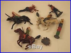 Rare Vtg Cast Metal Indian Playset Figures JOHILLCO withBOX Lead soldiers PP #23