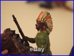 Rare Vtg Cast Metal Indian Playset Figures JOHILLCO withBOX Lead soldiers PP #23