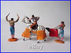 Reamsa or Jecsan Bullfighting Figure Set, Vintage Plastic Toy Soldiers Matador