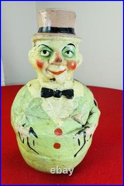 Rolly Dolly Roly Poly 1910 Germany toy paper mache Dapper Clown Rare Antique