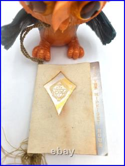 Russ Berrie Twiggy Oily Jiggler Owl 1960s Rubber Figure W Alpha Theta Booklt VTG