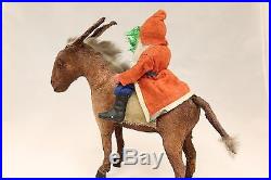 Santa on Donkey 1920's German Wind-Up Toy Excellent Vintage Condition