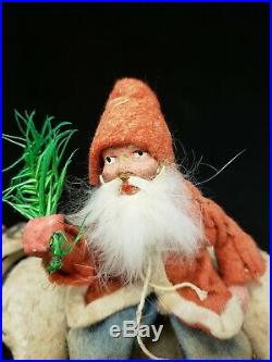 Santa on Polar Bear Pull Toy 1920's Vintage Christmas Saint Nickolas